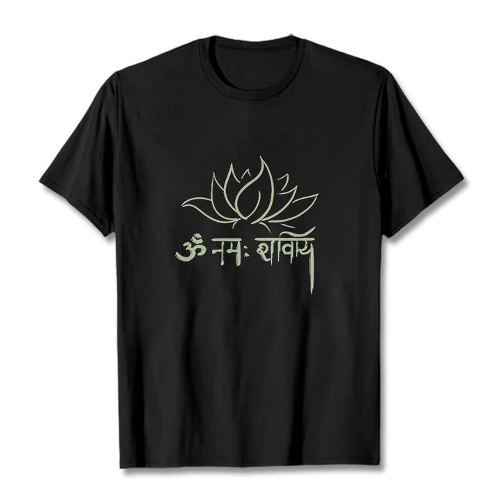 Buddha Stones Lotus Sanskrit Namah Shivaya Tee T-shirt - Black - 2XL - image 7