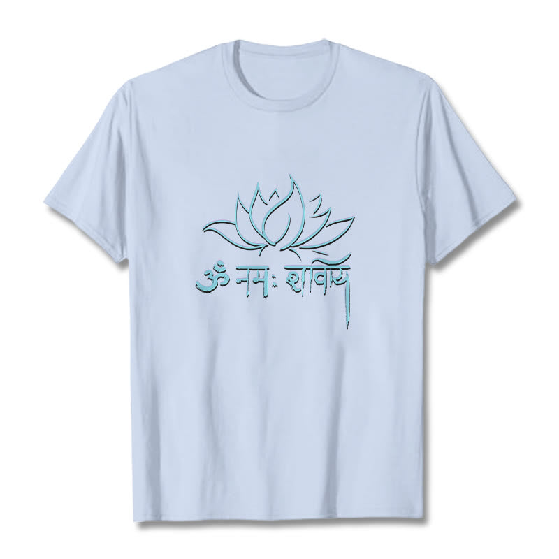 Buddha Stones Lotus Sanskrit Namah Shivaya Tee T-shirt - LightCyan - 2XL - image 19