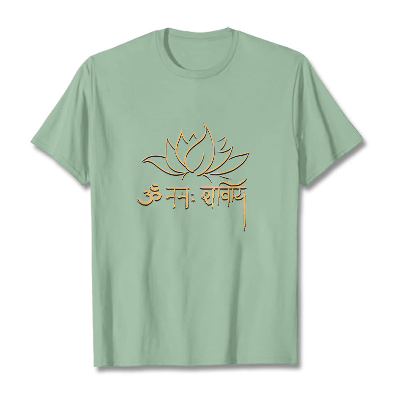 Buddha Stones Lotus Sanskrit Namah Shivaya Tee T-shirt - PaleGreen - 2XL - image 15