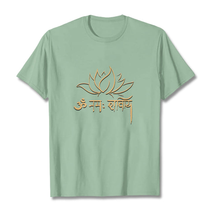 Buddha Stones Lotus Sanskrit Namah Shivaya Tee T-shirt - PaleGreen - 2XL - image 15