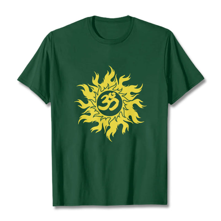 Buddha Stones OM Mantra Sanskrit Gold Sun Tee T-shirt - ForestGreen - 2XL - image 11