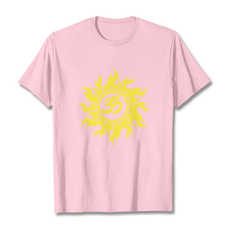 Buddha Stones OM Mantra Sanskrit Gold Sun Tee T-shirt - LightPink - 2XL - image 13