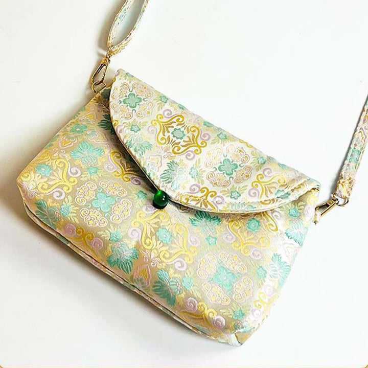 Buddha Stones Retro Flowers Pattern Polyester Cotton Embroidery Crossbody Bag Hangbags