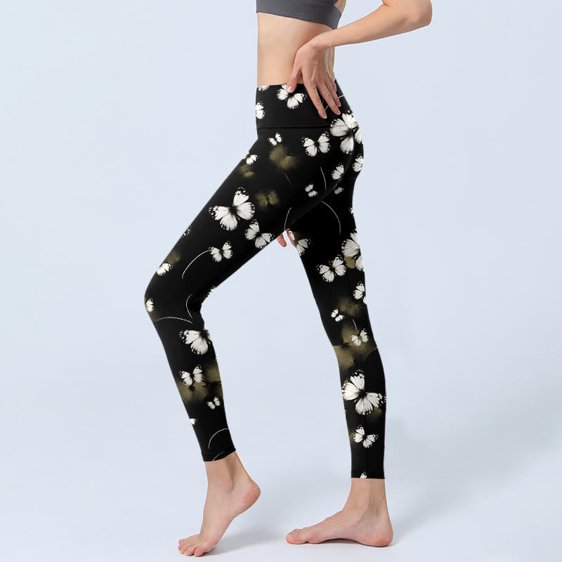Buddha Stones White Butterfly Starlight Print Exercise Leggings Women's Yoga Pants - image 3