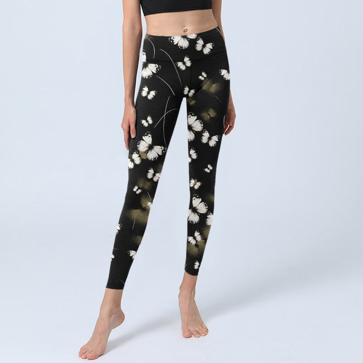 Buddha Stones White Butterfly Starlight Print Exercise Leggings Women's Yoga Pants - image 7