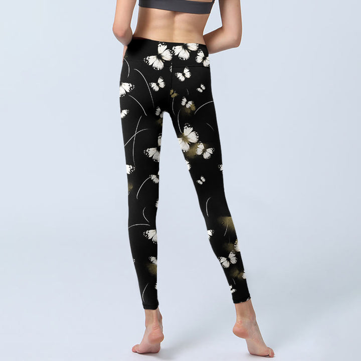 Buddha Stones White Butterfly Starlight Print Exercise Leggings Women's Yoga Pants - image 6