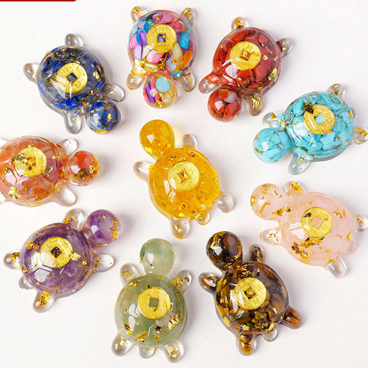 Buddha Stones Small Various Crystal Green Aventurine Amethyst Turtle Copper Coins Luck Home Decoration