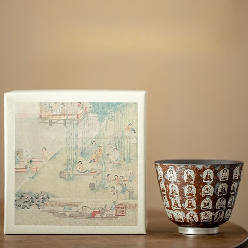 Buddha Stones Ten Thousand Buddha Poems Teacup Kung Fu Tea Cup 100ml With Gift Box