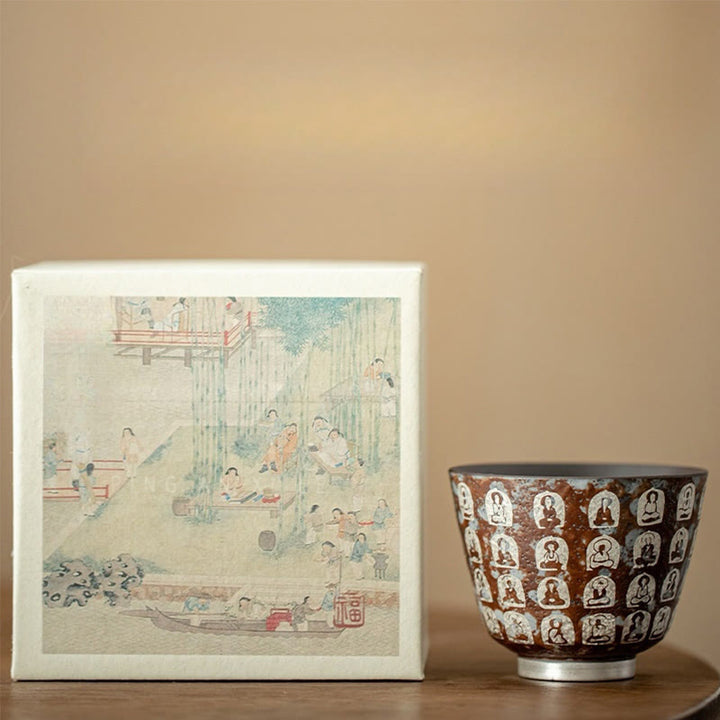 Buddha Stones Ten Thousand Buddha Poems Teacup Kung Fu Tea Cup 100ml With Gift Box