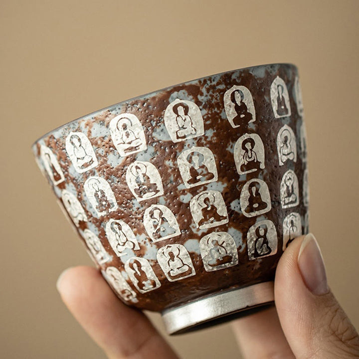 Buddha Stones Ten Thousand Buddha Poems Teacup Kung Fu Tea Cup 100ml With Gift Box