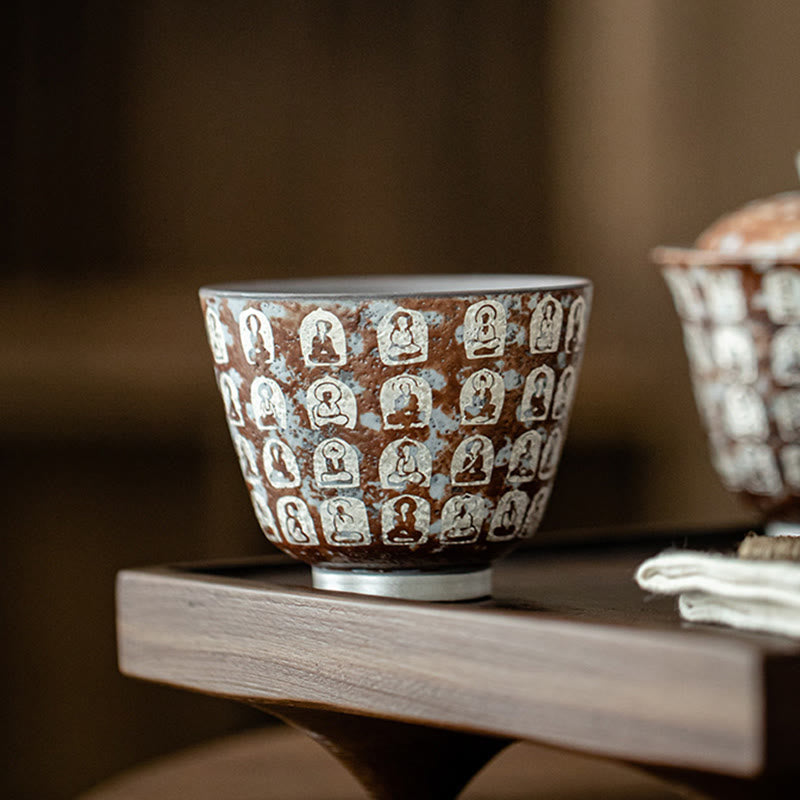 Buddha Stones Ten Thousand Buddha Poems Teacup Kung Fu Tea Cup 100ml With Gift Box