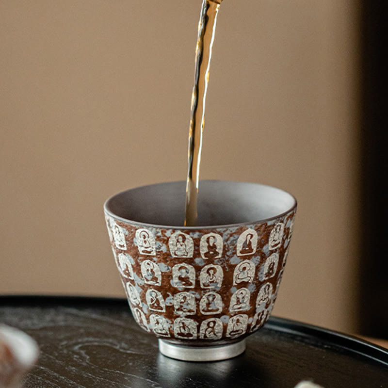 Buddha Stones Ten Thousand Buddha Poems Teacup Kung Fu Tea Cup 100ml With Gift Box