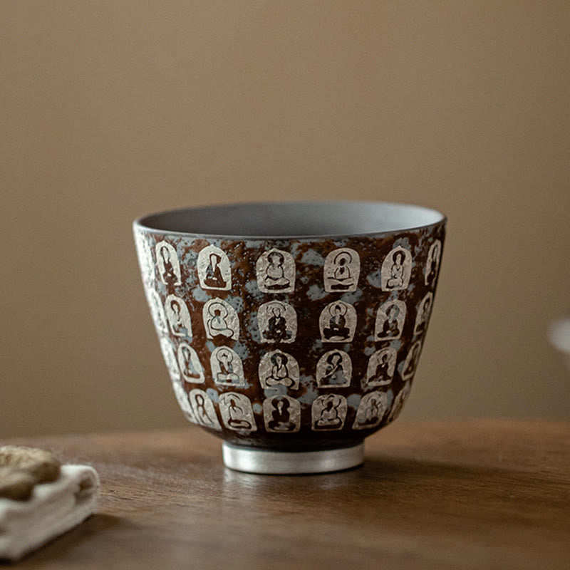 Buddha Stones Ten Thousand Buddha Poems Teacup Kung Fu Tea Cup 100ml With Gift Box