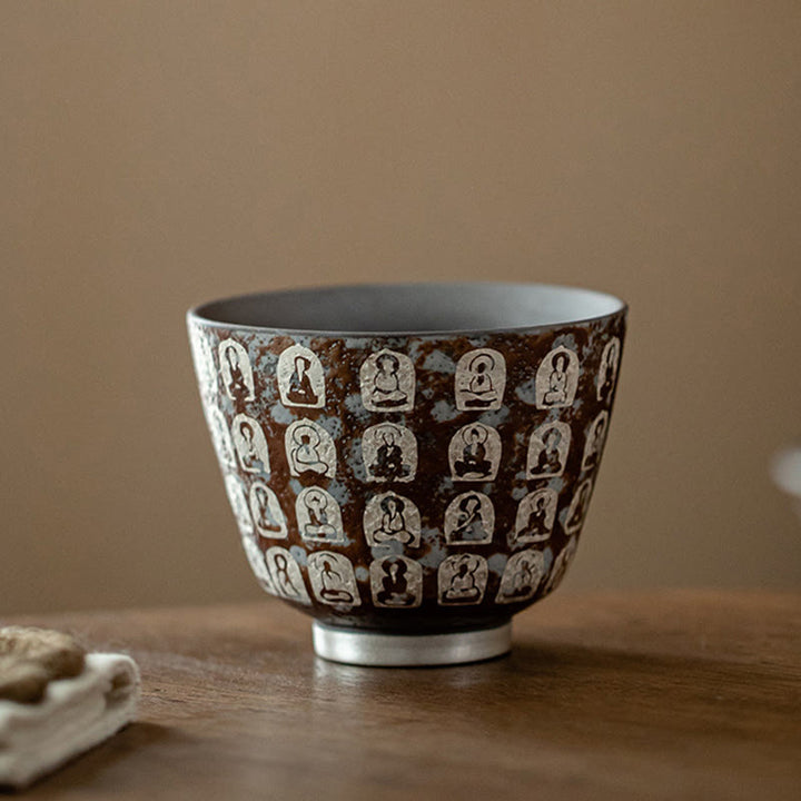 Buddha Stones Ten Thousand Buddha Poems Teacup Kung Fu Tea Cup 100ml With Gift Box