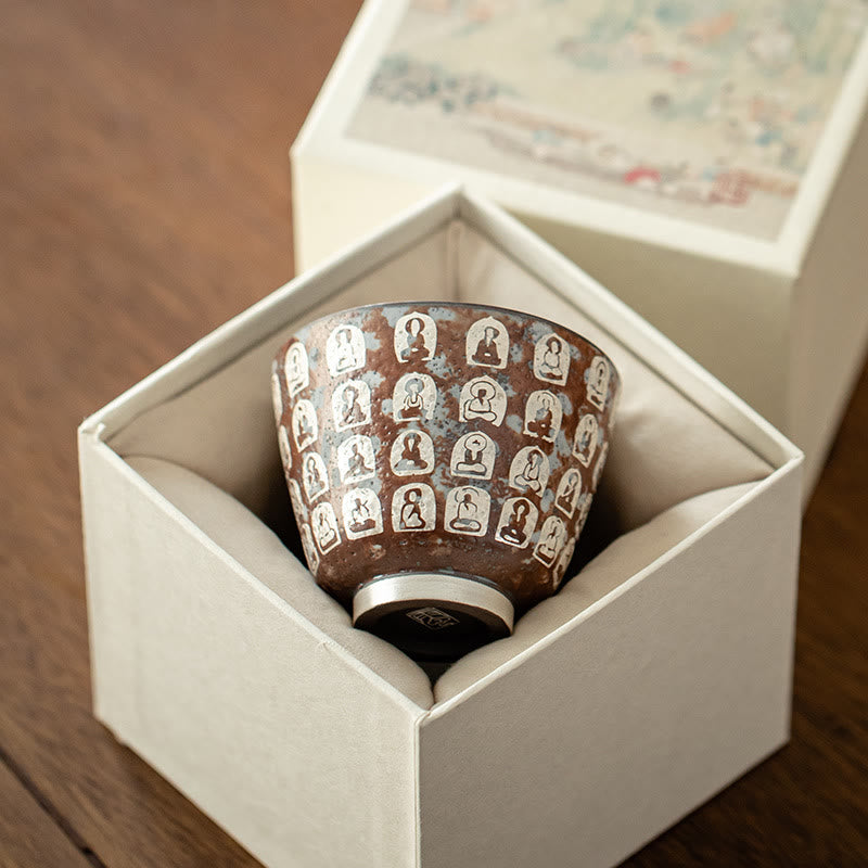 Buddha Stones Ten Thousand Buddha Poems Teacup Kung Fu Tea Cup 100ml With Gift Box
