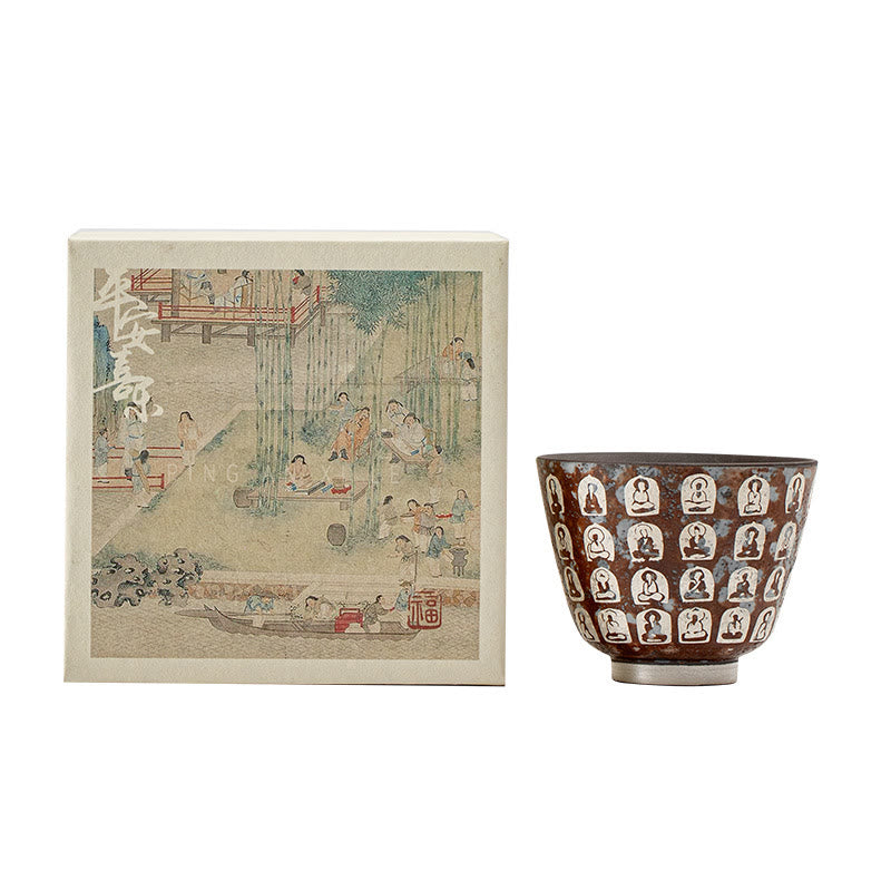 Buddha Stones Ten Thousand Buddha Poems Teacup Kung Fu Tea Cup 100ml With Gift Box