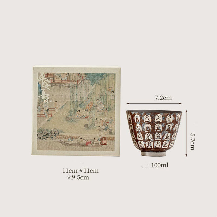 Buddha Stones Ten Thousand Buddha Poems Teacup Kung Fu Tea Cup 100ml With Gift Box