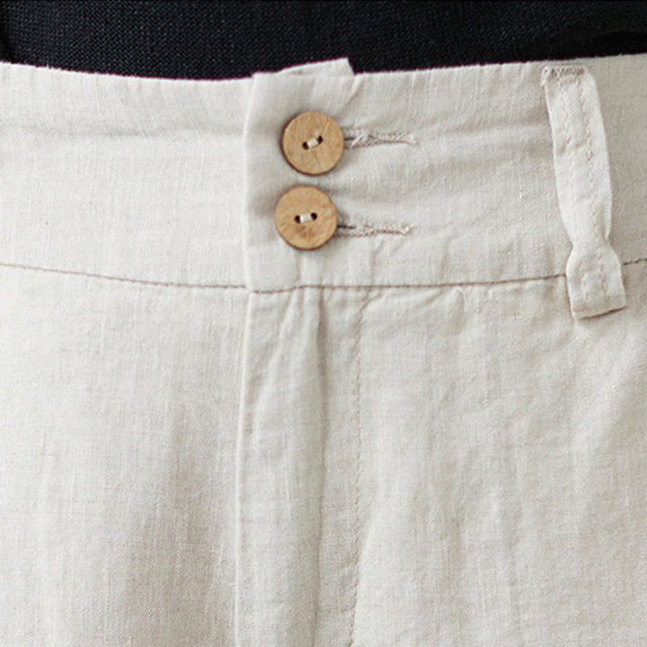 Buddha Stones Daily Solid Color Patchwork Simple Design Cotton Linen Women's Pants With Pockets - image 8