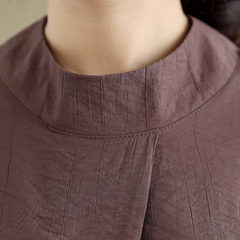 Buddha Stones Casual Plain Back Buttom Design Stand Collar Cotton Linen Women's Sleeveless Vest - image 7