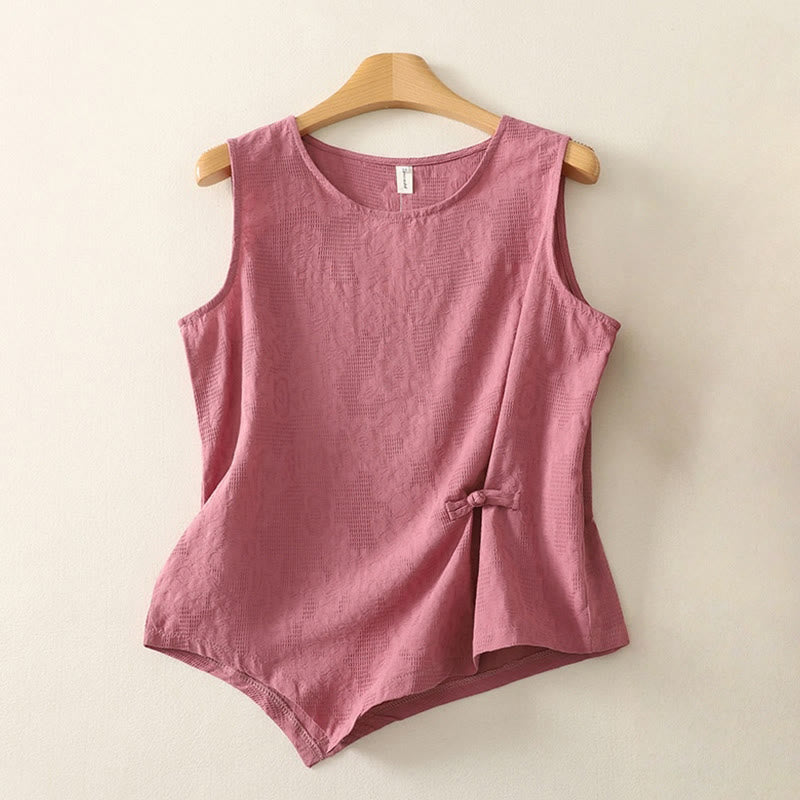 Buddha Stones Summer Solid Color Sleeveless Women's Cotton Linen Vest Waistcoat