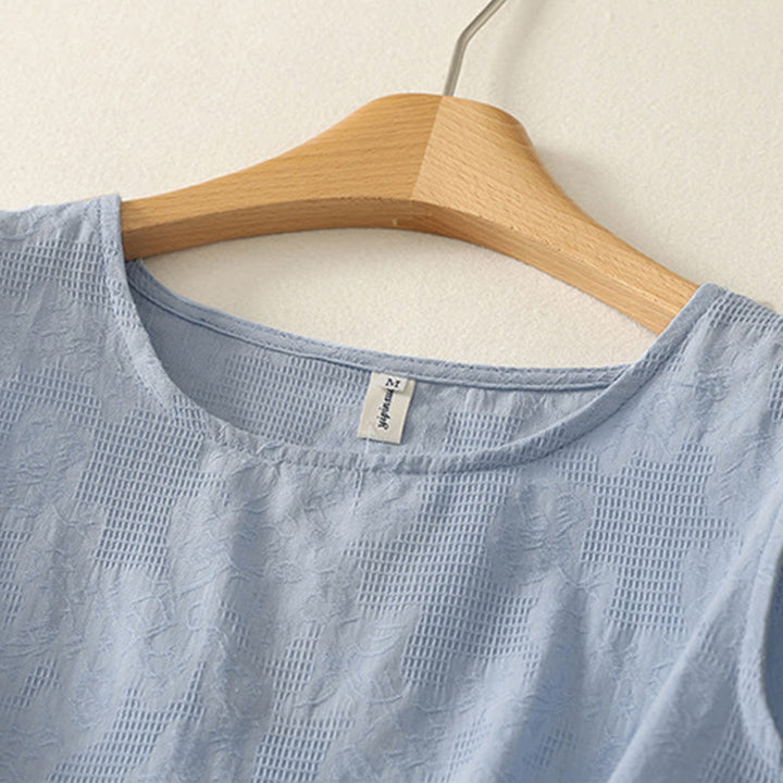 Buddha Stones Summer Solid Color Sleeveless Women's Cotton Linen Vest Waistcoat