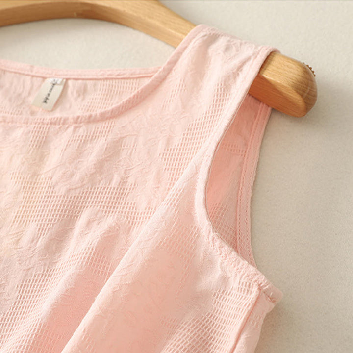 Buddha Stones Summer Solid Color Sleeveless Women's Cotton Linen Vest Waistcoat