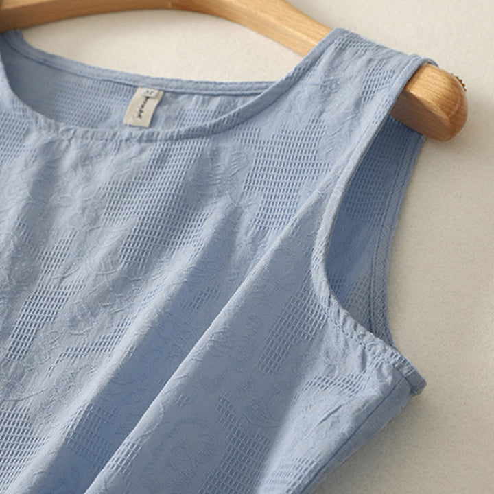 Buddha Stones Summer Solid Color Sleeveless Women's Cotton Linen Vest Waistcoat