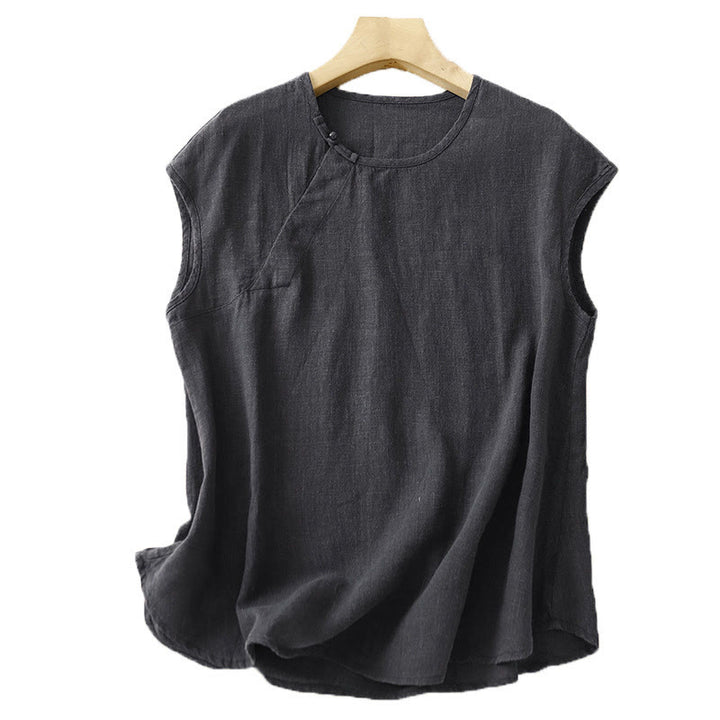 Buddha Stones Spring Patchwork Simple Sleeveless Design Cotton Women's Vest - image 11