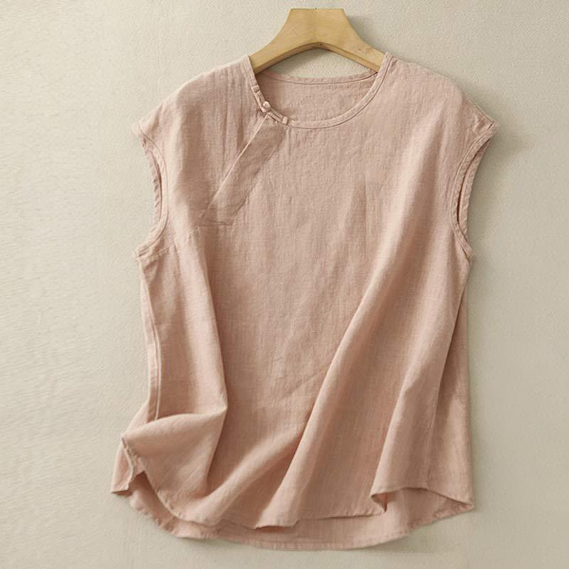 Buddha Stones Spring Patchwork Simple Sleeveless Design Cotton Women's Vest - LightSalmon - US8-10,UK/AU12-14,EU40-42 (2XL) - image 3