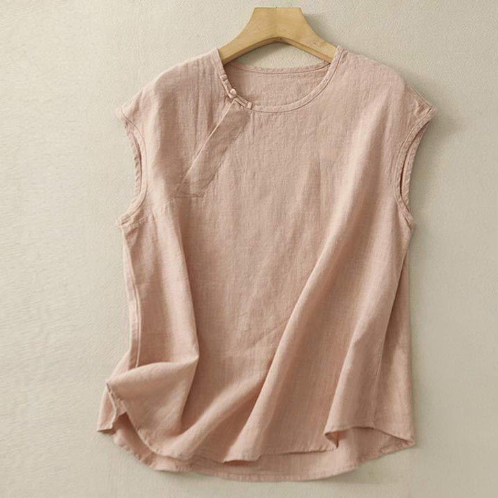 Buddha Stones Spring Patchwork Simple Sleeveless Design Cotton Women's Vest - LightSalmon - US8-10,UK/AU12-14,EU40-42 (2XL) - image 3