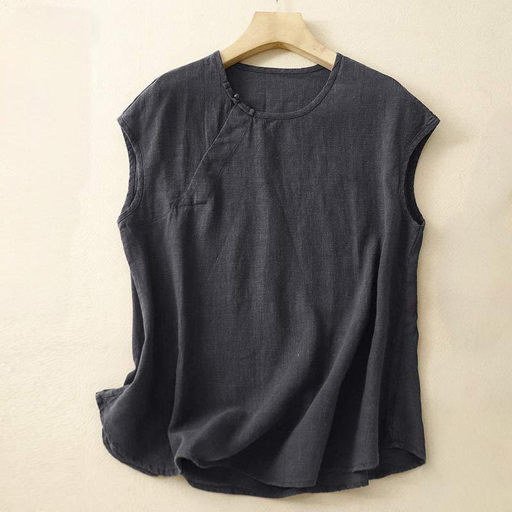 Buddha Stones Spring Patchwork Simple Sleeveless Design Cotton Women's Vest - Black - US8-10,UK/AU12-14,EU40-42 (2XL) - image 7