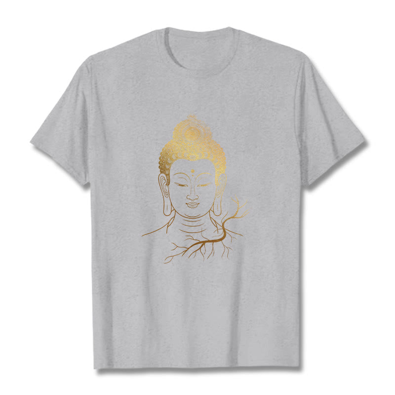 Buddha Stones Golden Meditation Buddha Head Tee T-shirt - LightGrey - 2XL - image 20