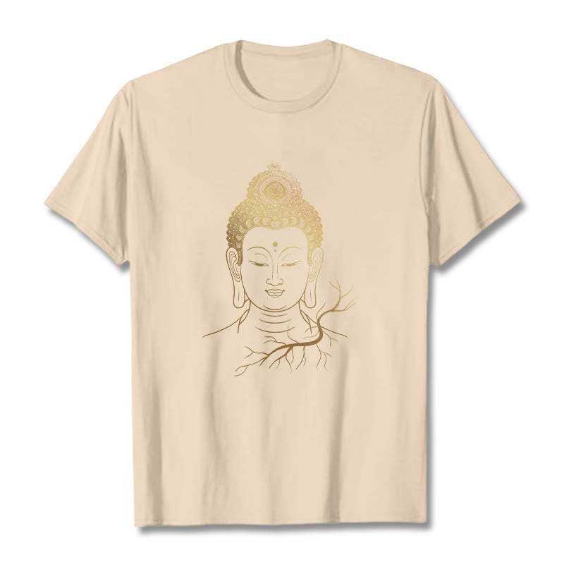 Buddha Stones Golden Meditation Buddha Head Tee T-shirt - Bisque - 2XL - image 9