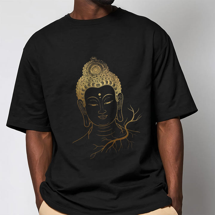Buddha Stones Golden Meditation Buddha Head Tee T-shirt - image 2