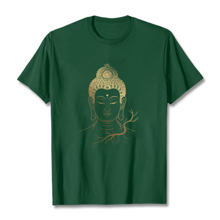 Buddha Stones Golden Meditation Buddha Head Tee T-shirt - ForestGreen - 2XL - image 11