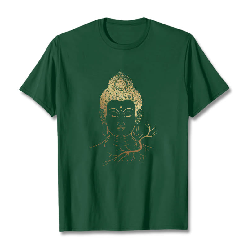 Buddha Stones Golden Meditation Buddha Head Tee T-shirt - ForestGreen - 2XL - image 11