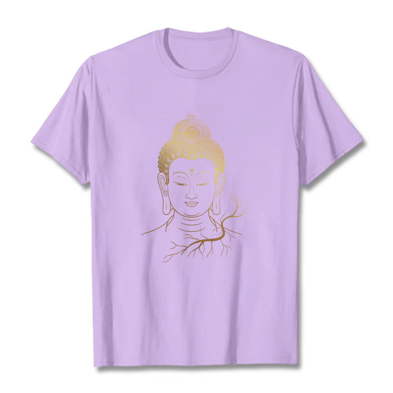Buddha Stones Golden Meditation Buddha Head Tee T-shirt - Plum - 2XL - image 17