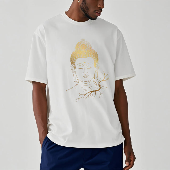 Buddha Stones Golden Meditation Buddha Head Tee T-shirt - image 7