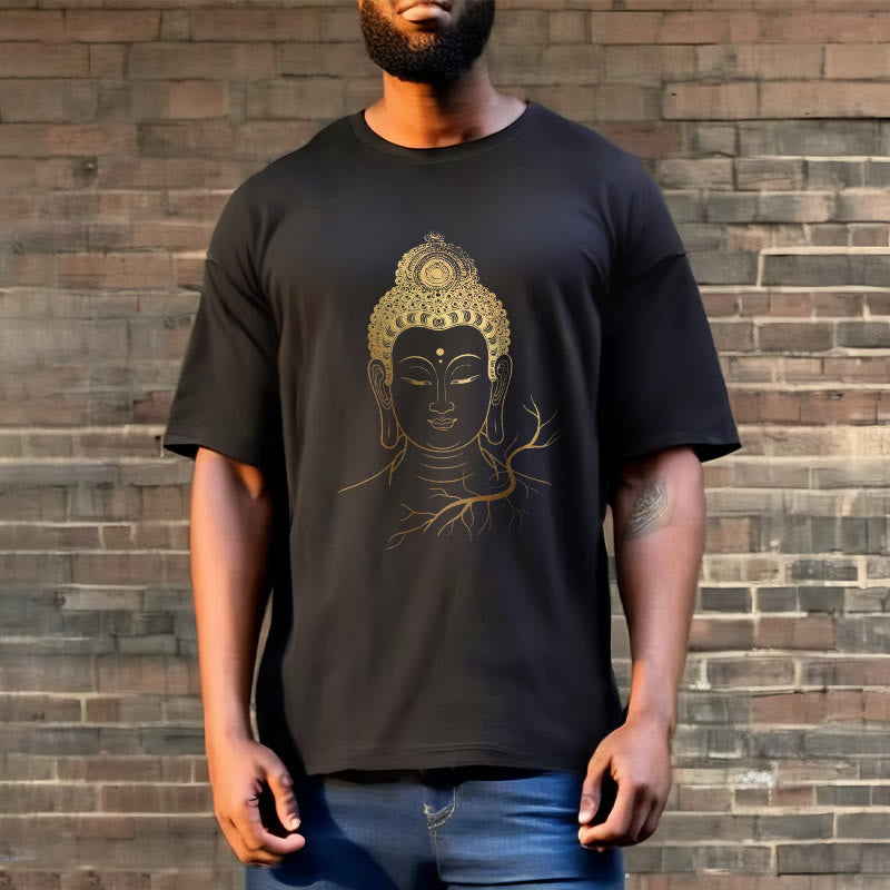 Buddha Stones Golden Meditation Buddha Head Tee T-shirt - image 3