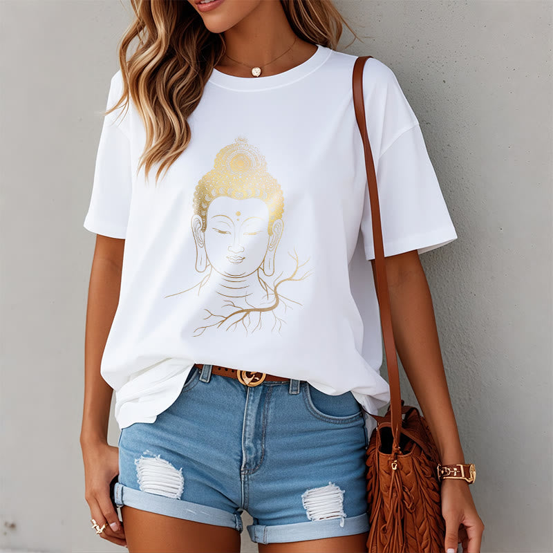 Buddha Stones Golden Meditation Buddha Head Tee T-shirt - image 8
