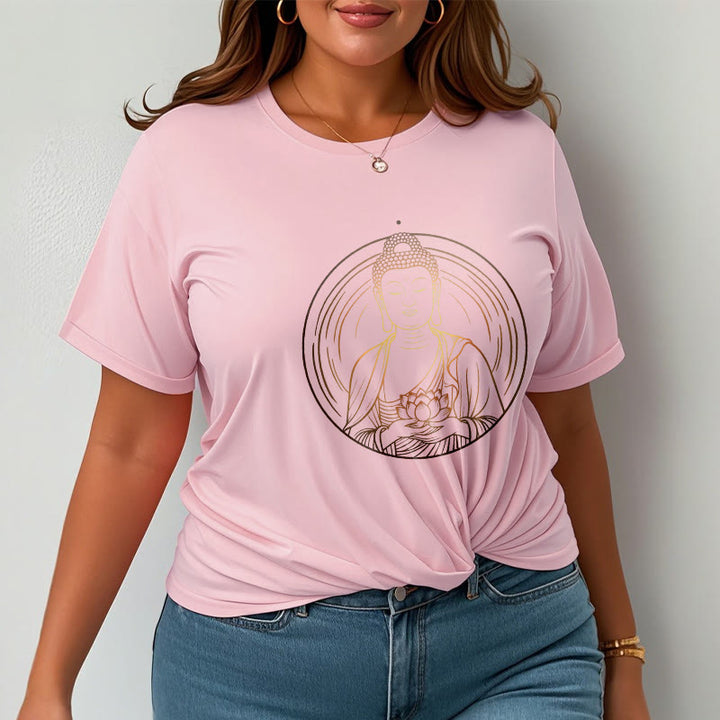 Buddha Stones Golden Buddha Holding A Lotus Flower Tee T-shirt - image 14