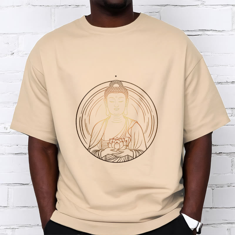 Buddha Stones Golden Buddha Holding A Lotus Flower Tee T-shirt - image 10