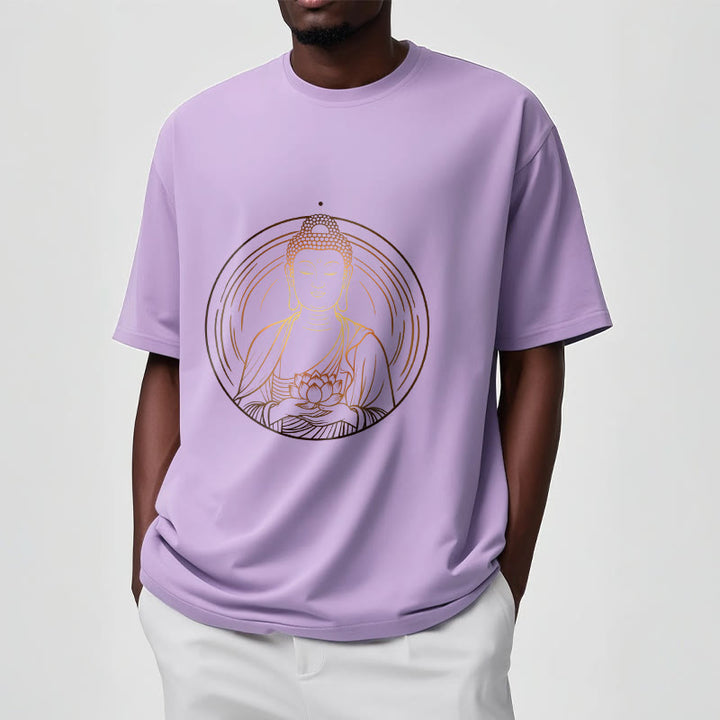 Buddha Stones Golden Buddha Holding A Lotus Flower Tee T-shirt - image 18