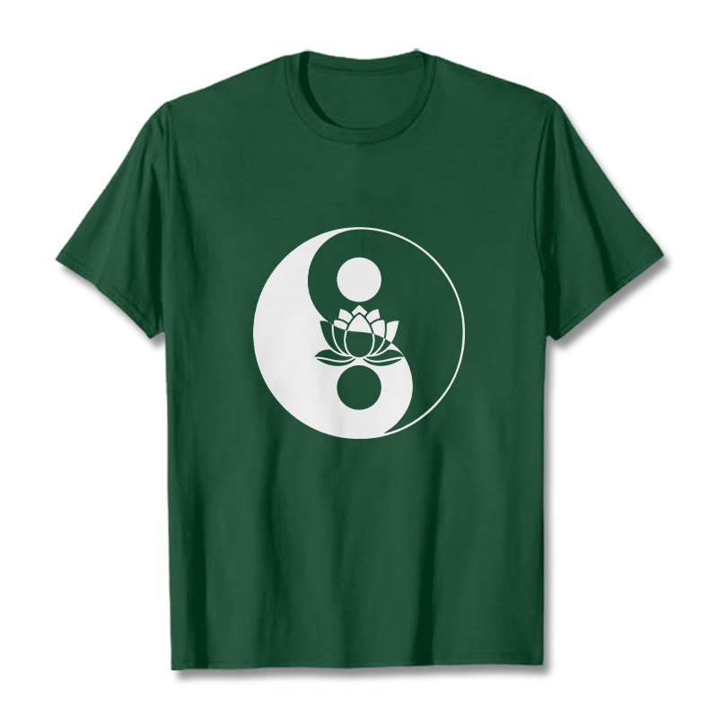 Buddha Stones Yin Yang Lotus Flower Tee T-shirt - ForestGreen - 2XL - image 11