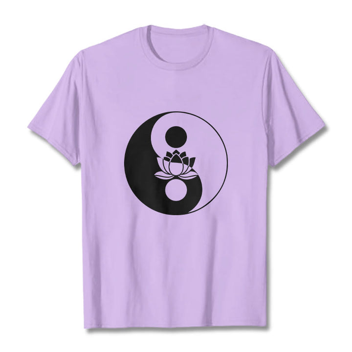 Buddha Stones Yin Yang Lotus Flower Tee T-shirt - Plum - 2XL - image 17