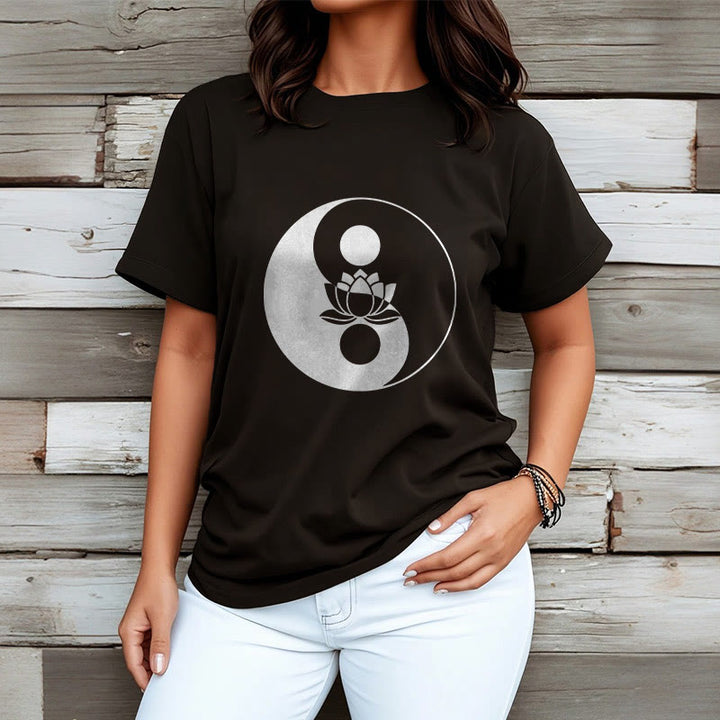 Buddha Stones Yin Yang Lotus Flower Tee T-shirt - image 8