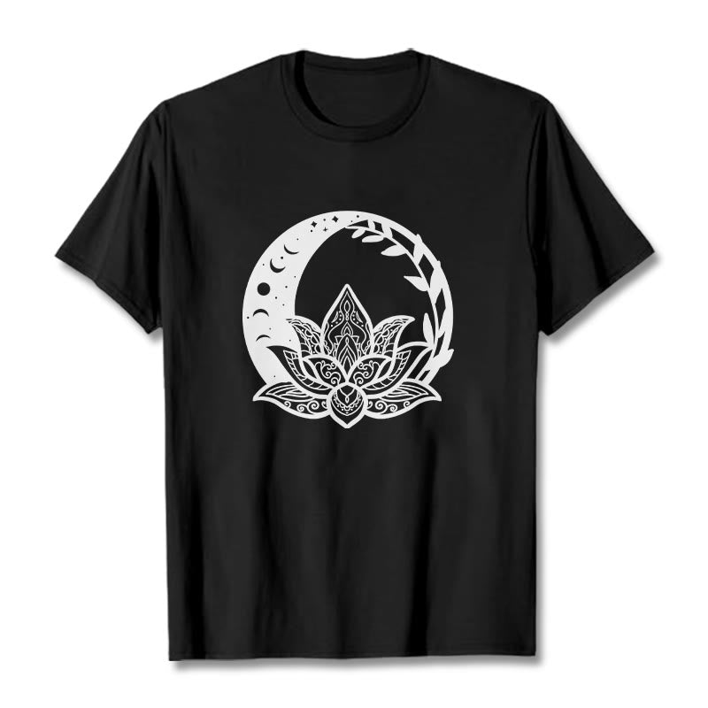Buddha Stones Lotus Flower Sun Moon Intertwining Vines Tee T-shirt - Black - 2XL - image 5