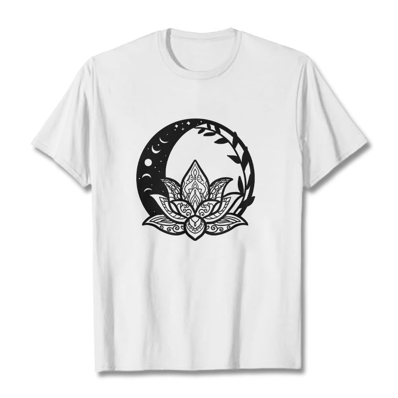 Buddha Stones Lotus Flower Sun Moon Intertwining Vines Tee T-shirt - White - 2XL - image 1