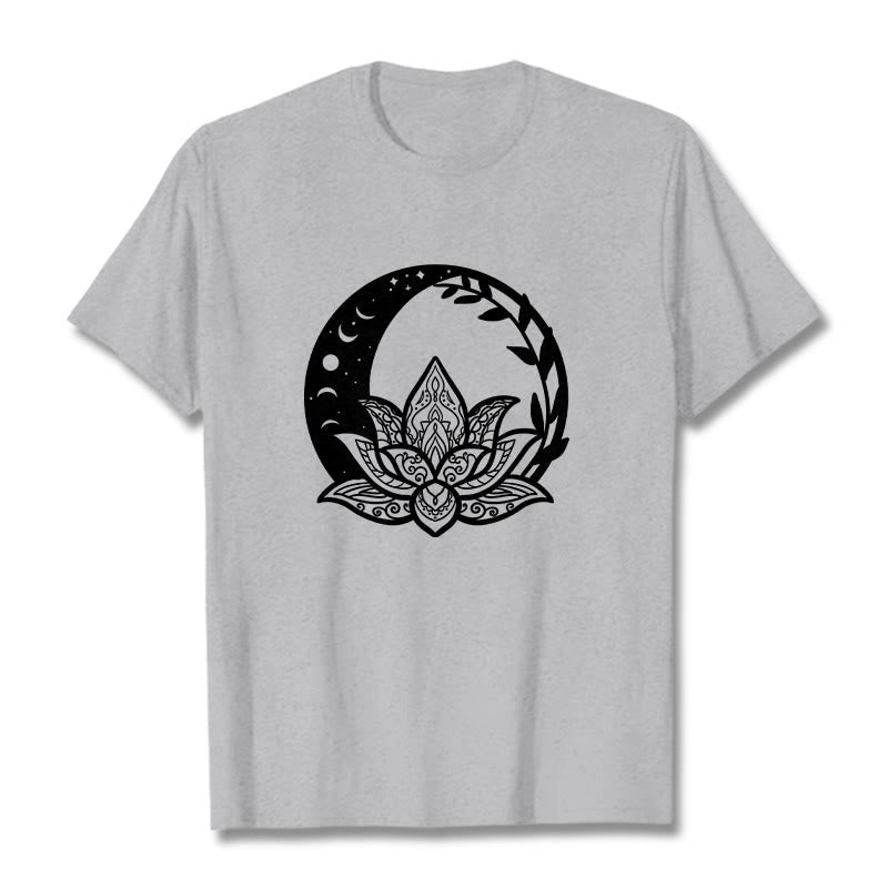 Buddha Stones Lotus Flower Sun Moon Intertwining Vines Tee T-shirt - LightGrey - 2XL - image 20