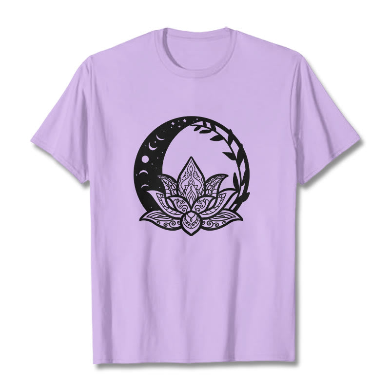 Buddha Stones Lotus Flower Sun Moon Intertwining Vines Tee T-shirt - Plum - 2XL - image 17